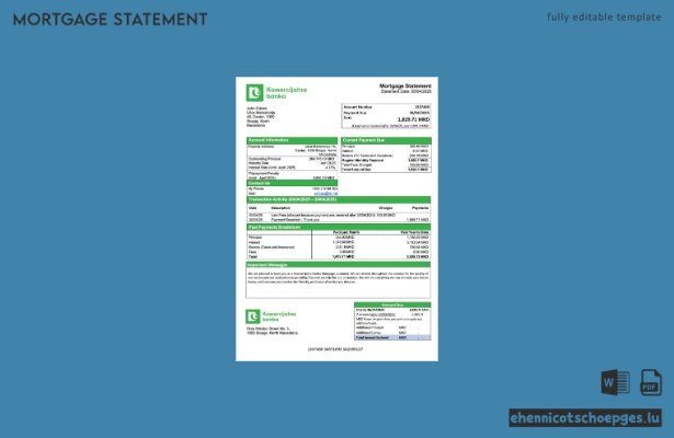 Beispiel eines Hypothekenauszugs der North Macedonia Commercial Bank (Word- und PDF-Datei)